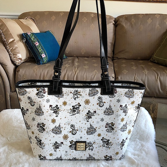 Disney Dooney & Bourke Mickey Minnie Christmas Holiday Tote HARD to FIND - Picture 3 of 9